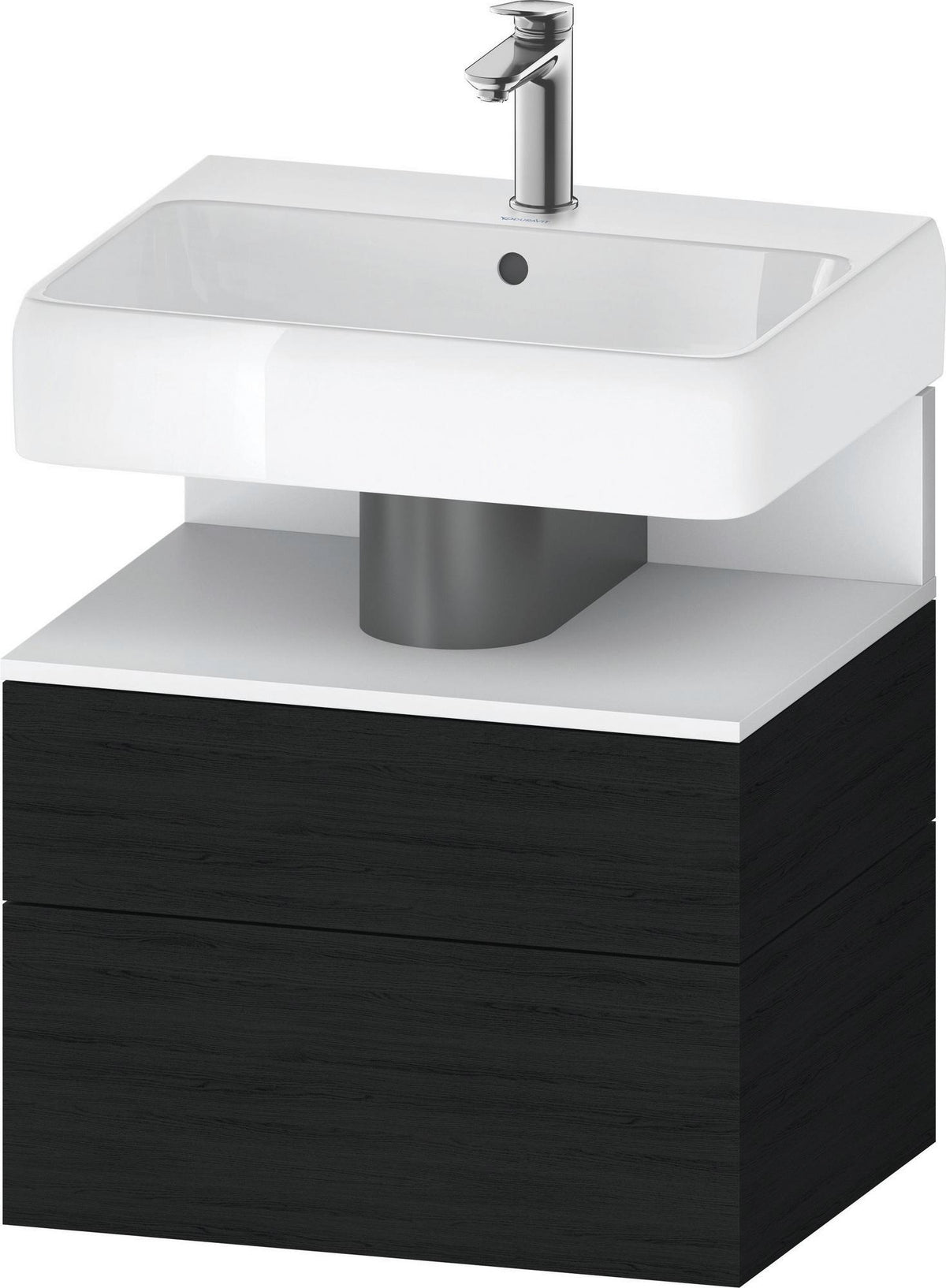 DURAVIT Qatego Waschtischunterbau 590 mm wandhängend, 1 Auszug, weiß Hochglanz, Nische Eiche Schwarz