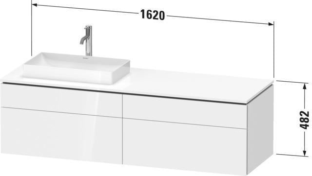 Duravit L-Cube Waschtischunterbau 1620 mm taupe supermatt mit Tip-On und Soft-Close