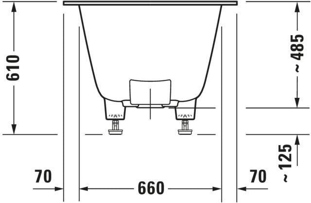 DURAVIT DuraSquare Einbau-Badewanne 1800x800 mm Weiß Matt mit Fußgestell und 2 Rückenschrägen