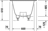 DURAVIT DuraSquare Einbau-Badewanne 1800x800 mm Weiß Matt mit Fußgestell und 2 Rückenschrägen