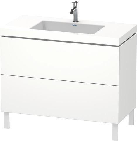 Duravit L-Cube Waschtischset 1000x480mm mit Vero Air Möbelwaschtisch, 2 Auszüge, 1 Hahnlochbank, seidenmatt