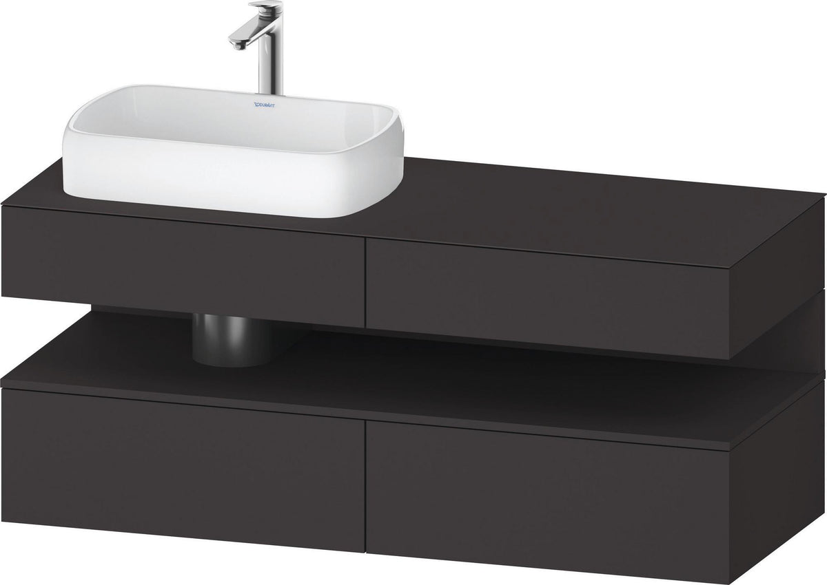 Duravit Qatego Konsolenwaschtischunterbau 1400 mm weiß hochglanz mit Eiche schwarz Nische