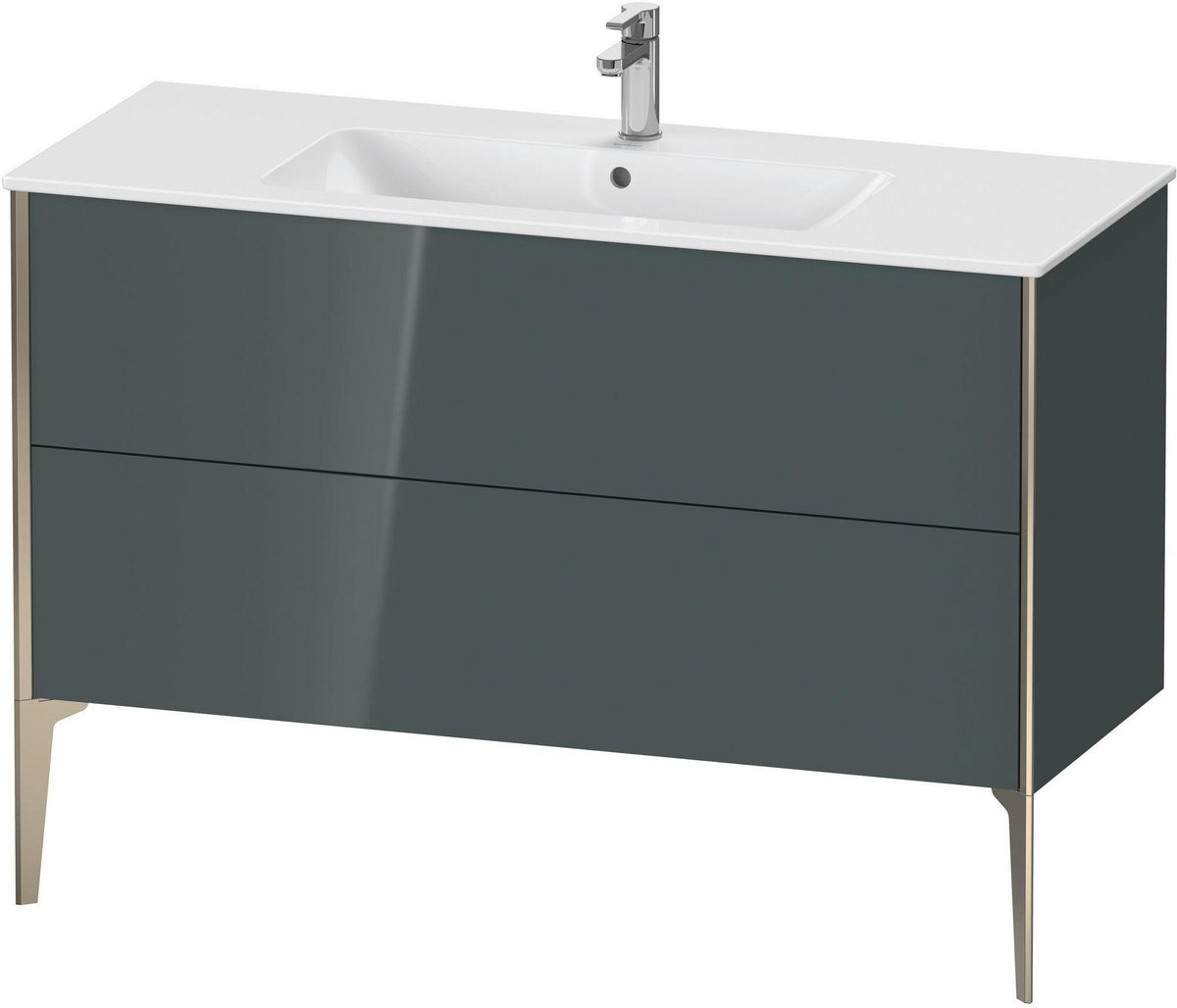 DURAVIT XViu Waschtischunterbau bodenstehend 1210 mm, 2 Auszüge, champagner matt/weiß matt