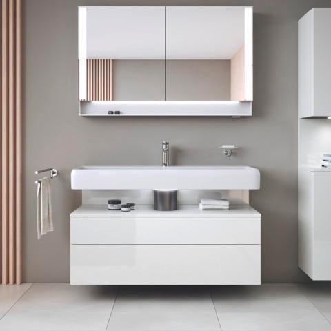 DURAVIT Qatego Hochschrank 400 mm, 2 Türen, weiß Hochglanz, Eiche Schw. Matt