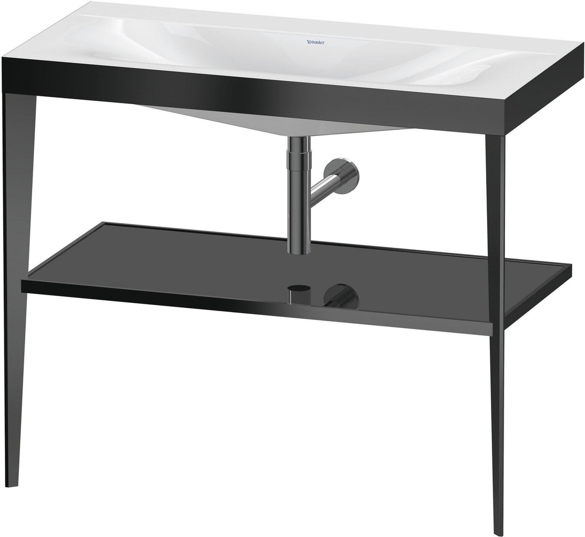 Duravit XViu c-bonded Waschtischset 1000 mm mit Metallkonsole, weiß hochglanz / schwarz matt – inkl. Waschschüssel