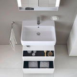 DURAVIT Qatego Waschtischunterbau 590 mm wandhängend, 1 Auszug, weiß Hochglanz, Nische Eiche Schwarz