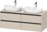 Duravit Ketho.2 Waschtischunterbau 1400 mm betongrau matt mit 4 Schubkästen