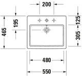 DURAVIT Einbauwaschtisch Vero 550 mm mit WonderGliss, 1 Hahnloch, Überlauf, weiß