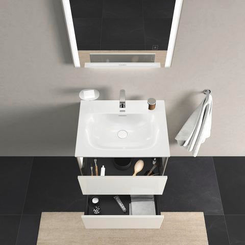 DURAVIT Viu Möbelwaschtisch 630 mm Weiß mit Überlauf und 1 Hahnloch