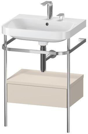 Duravit Waschtischset Happy D.2 Plus 575x490mm taupe supermatt mit Hahnloch