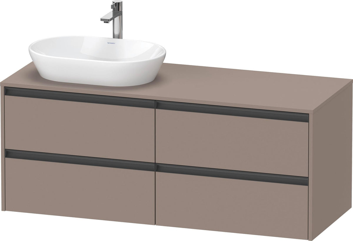 Duravit Ketho.2 Waschtischunterbau 1400 mm betongrau matt mit 4 Schubkästen