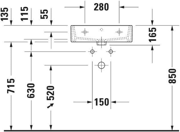 Duravit Waschtisch Vero Air 500 mm, 1 Hahnloch, ohne Überlauf, weiß – Wandmontage