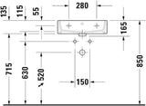 Duravit Waschtisch Vero Air 500 mm, 1 Hahnloch, ohne Überlauf, weiß – Wandmontage
