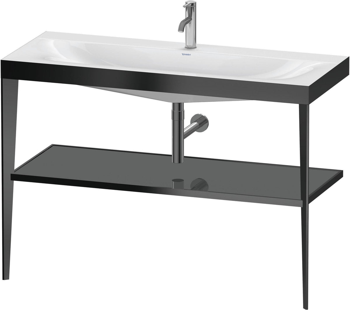 DURAVIT XViu c-bonded Waschtischset 1200 mm in Schwarz Matt mit Metallkonsole und apricot pearl Hochglanz