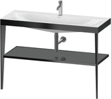 DURAVIT XViu c-bonded Waschtischset 1200 mm in Schwarz Matt mit Metallkonsole und apricot pearl Hochglanz