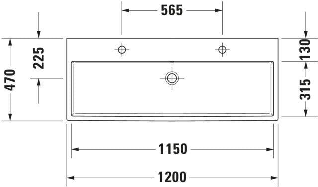 DURAVIT Vero Air Waschtisch 1200 mm mit Überlauf, 1 Becken, weiß – Wandmontage