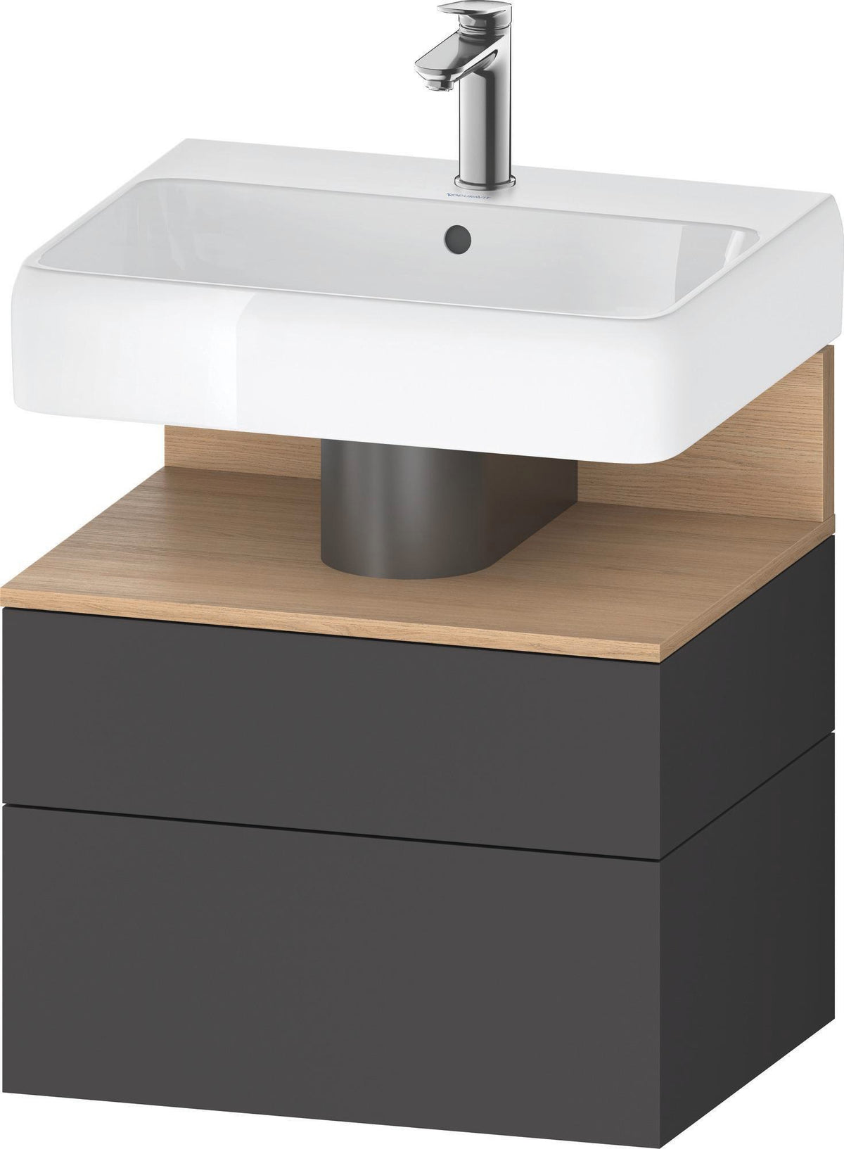 DURAVIT Qatego Waschtischunterbau 590 mm wandhängend, 1 Auszug, weiß Hochglanz, Nische Eiche Schwarz