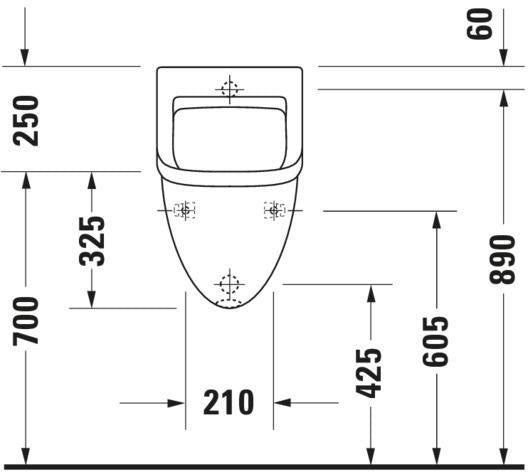 DURAVIT Urinal Starck 3, Zulauf von hinten, ohne Deckel, ohne Fliege, weiß