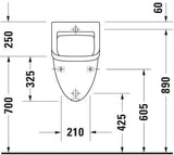 DURAVIT Urinal Starck 3, Zulauf von hinten, ohne Deckel, ohne Fliege, weiß