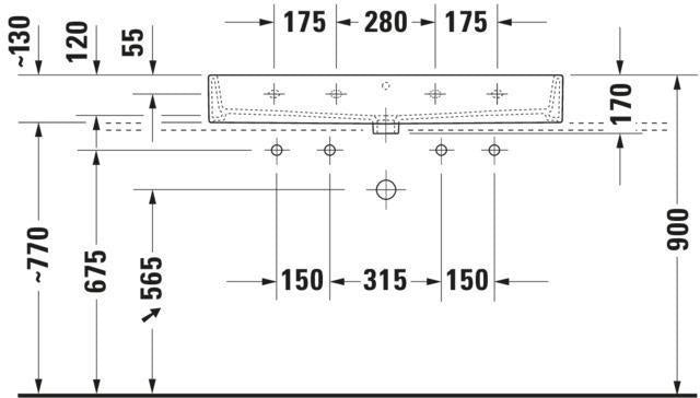 DURAVIT Waschtisch Vero Air 1000 mm mit Überlauf, 2 Hahnlöchern, weiß