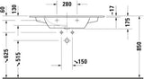 DURAVIT ME by Starck Möbelwaschtisch 1030 mm Weiß mit Überlauf und 2 Hahnlöchern