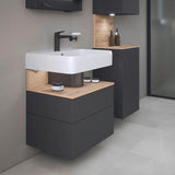 DURAVIT Qatego Waschtischunterbau 590 mm wandhängend, 1 Auszug, weiß Hochglanz, Nische Eiche Schwarz
