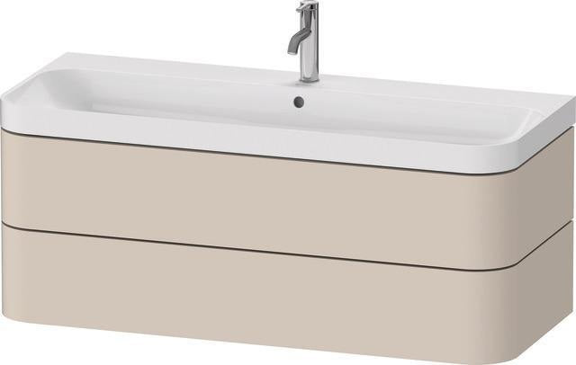 DURAVIT Waschtischset HAPPY D.2 PLUS 1175x490mm, ein Hahnloch, taupe supermatt – Wandhängend, 2 Schubkästen