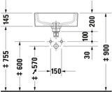 DURAVIT Aufsatzbecken Starck 1 480 mm mit Überlauf, Hahnlochbank, weiß geschliffen