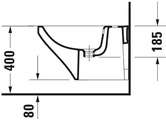 Duravit Wand-Bidet DuraStyle 540 mm mit Überlauf und Hahnlochbank, weiß