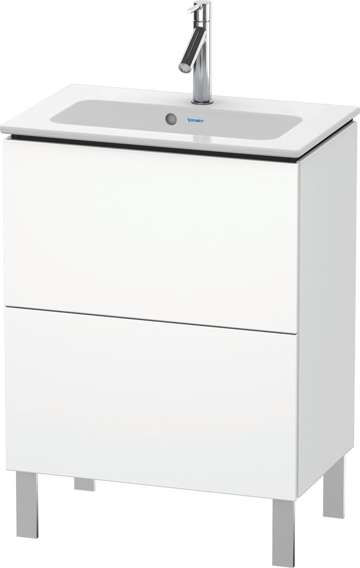 Duravit L-Cube Waschtischunterbau 620 mm, 2 Auszüge, bodenstehend, Weiß Matt – mit Tip-On