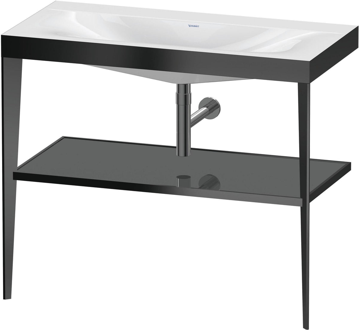 Duravit XViu c-bonded Waschtischset 1000 mm mit Metallkonsole, weiß hochglanz / schwarz matt – inkl. Waschschüssel