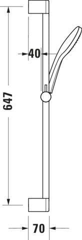 DURAVIT Brauseset 700 mm mit Handbrause 1-Jet Rain und Brauseschlauch 1600 mm in Chrom