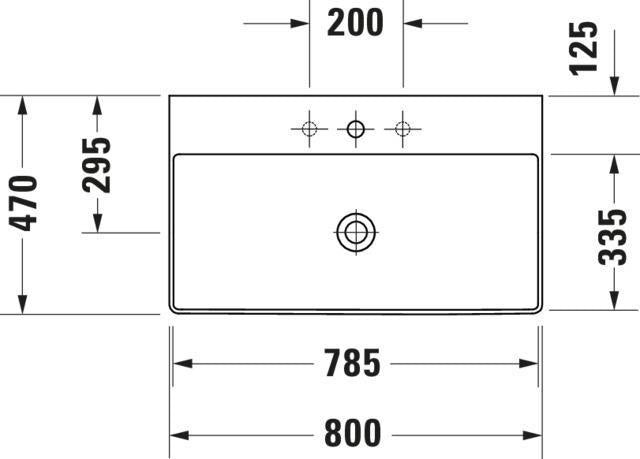 Duravit DuraSquare Möbelwaschtisch 800 mm, weiß, mit Hahnlochbank