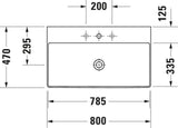 Duravit DuraSquare Möbelwaschtisch 800 mm, weiß, mit Hahnlochbank