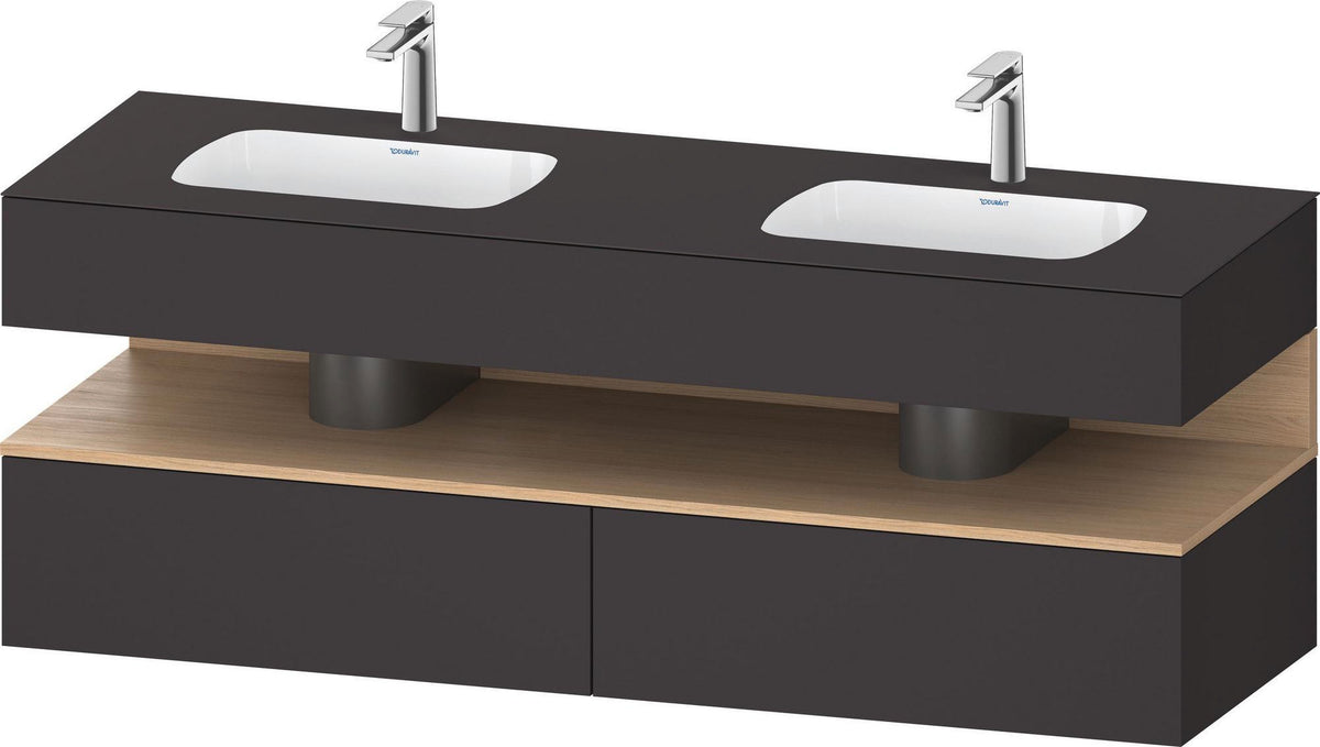 DURAVIT Qatego Studio F. A. Porsche Waschtischset 1600 mm mit Konsolenwaschtischunterbau, 2 Auszüge