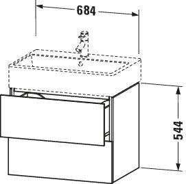 Duravit L-Cube Waschtischunterbau 684 mm, 2 Schubkästen, Weiß Matt, Wandmontage
