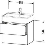 Duravit L-Cube Waschtischunterbau 684 mm, 2 Schubkästen, Weiß Matt, Wandmontage