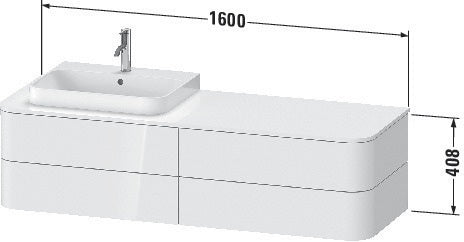 Duravit Waschtischunterbau Happy D.2 Plus 1600 mm taupe supermatt mit 4 Schubkästen