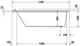 DURAVIT Starck Einbau-Badewanne 1600x700 mm Weiß mit Überlauf und 1 Rückenschräge