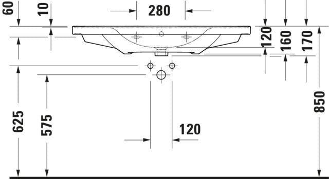 Duravit D-Neo Wandwaschtisch 650 mm weiß mit Überlauf und WonderGliss