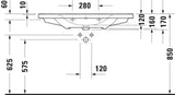 Duravit D-Neo Wandwaschtisch 650 mm weiß mit Überlauf und WonderGliss