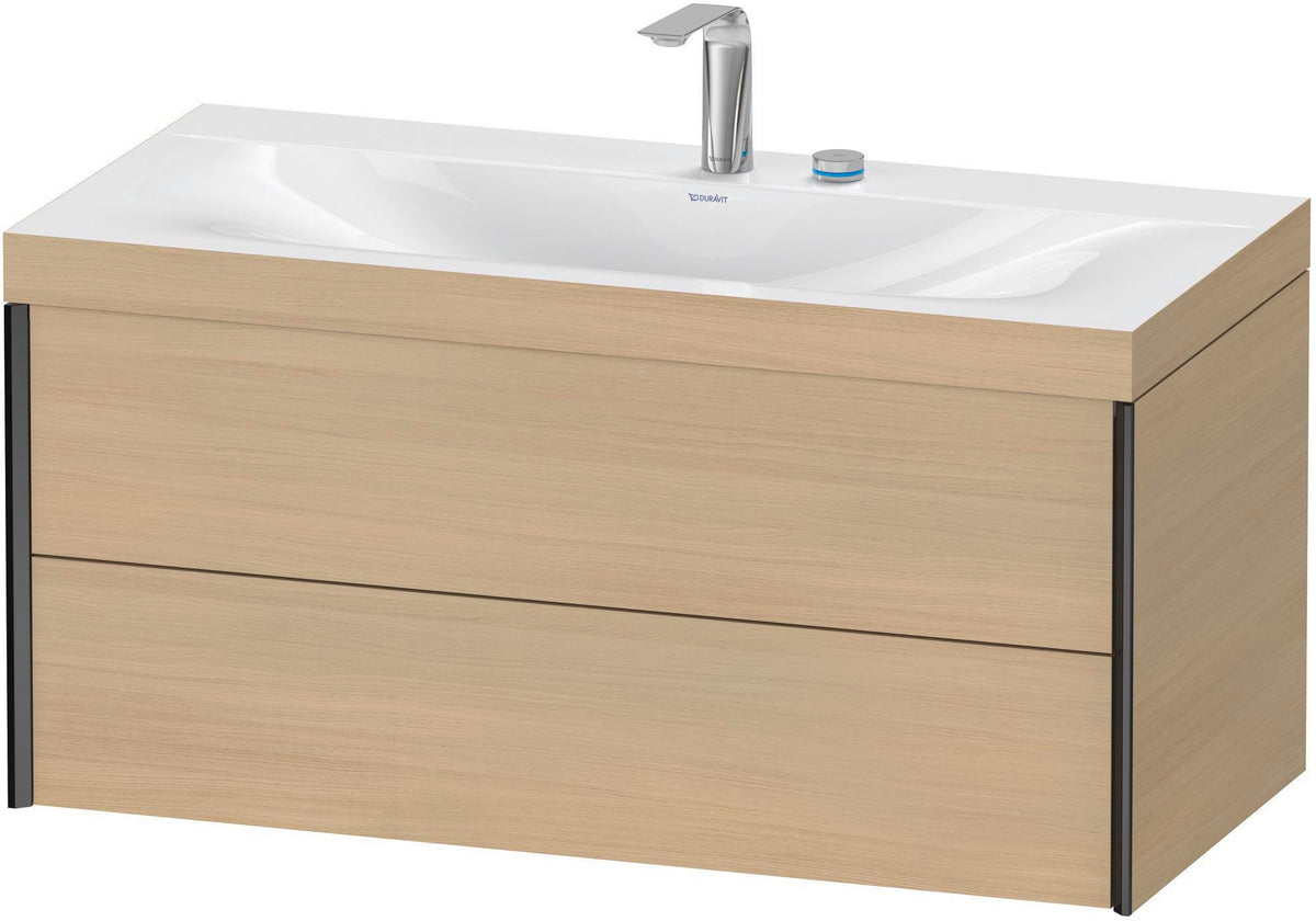 DURAVIT XViu Waschtischunterbauset c-bonded, 1000 mm, 2 Schubkästen, Schwarz Matt / Mediterrane Eiche