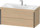 DURAVIT XViu Waschtischunterbauset c-bonded, 1000 mm, 2 Schubkästen, Schwarz Matt / Mediterrane Eiche
