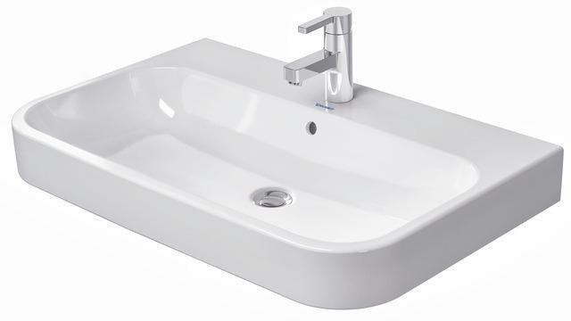 Duravit Happy D.2 Möbelwaschtisch 800 mm mit Überlauf, 1 Hahnloch, weiß – wandhängend