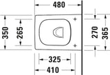 DURAVIT Wand-WC Design Classics Viu Compact 480 mm spülrandlos Weiß mit Durafix