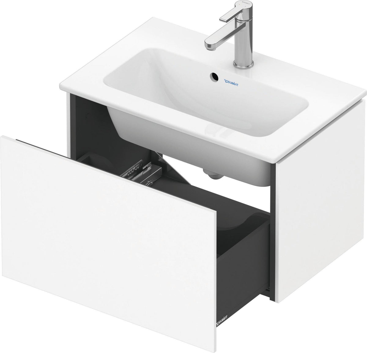 DURAVIT L-Cube Waschtischunterbau 620 mm, 1 Auszug, Weiß Matt, Wandmontage