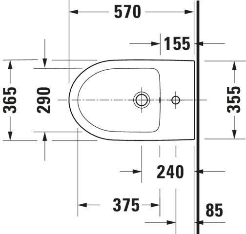 Duravit No.1 Stand-Bidet 570 mm weiß mit Überlauf und Hahnlochbank