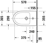 Duravit No.1 Stand-Bidet 570 mm weiß mit Überlauf und Hahnlochbank