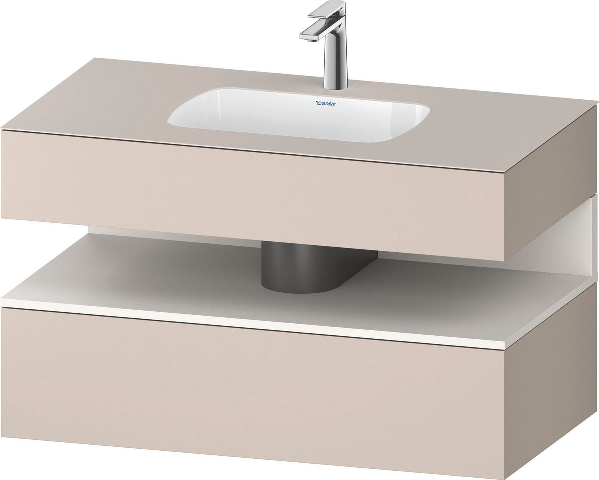 DURAVIT Qatego Einbauwaschtisch mit Konsolenwaschtischunterbau 1000 mm, 1 Auszug, antibakteriell