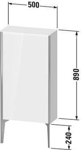 Duravit XViu Halbhochschrank 890 mm Eiche Terra matt, wandhängend, Tip-on & Soft-Close
